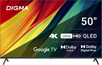 Телевизор QLED Digma 50" DM-LED50UQB31 Google TV Frameless Metal черный/черный 4K Ultra HD 60Hz MEMC DVB-T DVB-T2 DVB-C DVB-S DVB-S2 USB WiFi Smart TV