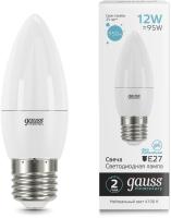 Лампа светодиодная Gauss Elementary 30222 12Вт цок.:E27 свеча 220B 4100K св.свеч.бел.нейт. (упак.:10шт)