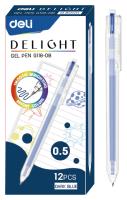 Ручка гелев. Deli Delight EG118-DB прозрачный т.син. черн. линия 0.5мм