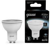 Лампа светодиодная Gauss 101506209 9Вт цок.:GU10 (упак.:10шт) рефлек. 150B св.свеч.бел.нейт. MR16