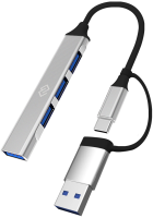 Разветвитель USB-C+ USB-A Digma DHUB-4USB-AC-2.0 4порт. черный
