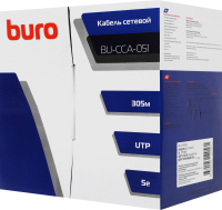 Кабель сетевой Buro BU-CCA-051 UTP 4 пары cat5E solid 0.51мм CCA 305м серый