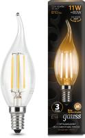 Лампа филам. Gauss Filament 11Вт цок.:E14 свеча 220B 2700K св.свеч.бел.теп. CF35 (упак.:1шт) (104801111)