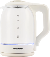 Чайник электрический Starwind SKG1056 1.8л. 2000Вт белый/прозрачный (корпус: стекло)