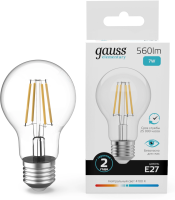 Лампа филам. Gauss Filament 7Вт цок.:E27 груша св.свеч.бел.нейт. (упак.:10шт) (22227)