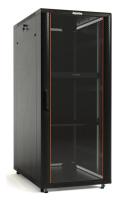 Шкаф коммутационный Hyperline (TTB-2266-AS-RAL9004) напольный 22U 600x600мм пер.дв.стекл задн.дв.спл.стал.лист 2 бок.пан. 800кг черный 510мм 1166мм IP20 сталь