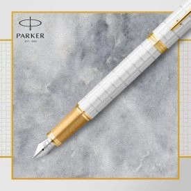 Ручка перьев. Parker IM Premium F318 (CW2143649) Pearl GT F сталь нержавеющая подар.кор.