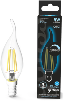 Лампа филам. Gauss Filament 5Вт цок.:E14 свеча 220B св.свеч.бел.нейт. (упак.:10шт) (104801205-D)