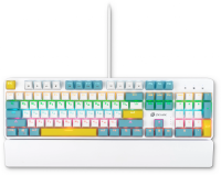 Клавиатура Оклик K951X механическая белый USB Multimedia LED (подставка для запястий) (1901079)