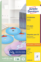 Этикетки Avery Zweckform CD/DVD L7676-25 A4/196г/м2/50л./белый супер глянец самоклей. для лазерной печати