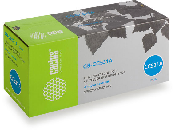 Картридж лазерный Cactus CS-CC531A CC531A голубой (2800стр.) для HP CLJ CP2025/CM2320