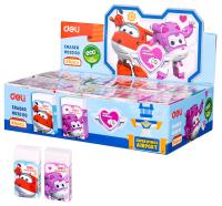 Ластик Deli EH02000 Super Wings 45x25x12мм белый картонный дисплей