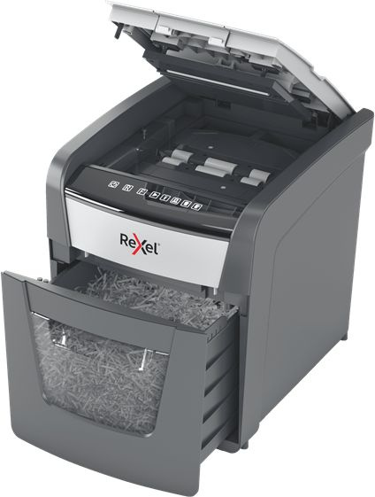 Шредер Rexel Optimum AutoFeed 50X черный с автоподачей (секр.P-4) фрагменты 50лист. 20лтр. скрепки скобы пл.карты