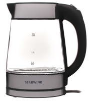 Чайник электрический Starwind SKG3311 1.7л. 2200Вт черный/серебристый (корпус: стекло)