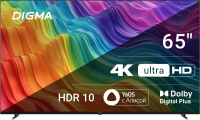 Телевизор LED Digma 65" DM-LED65UBB33 Smart Яндекс.ТВ Frameless черный/4K Ultra HD/DVB-T/60Hz/DVB-T2