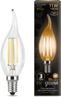 Лампа филам. Gauss Filament 11Вт цок.:E14 (упак.:10шт) свеча 220B св.свеч.бел.теп. CF35 (104801111)