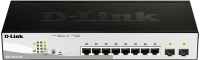 Коммутатор D-Link DGS-1210-10P DGS-1210-10P/FL2A (L2+) 8x1Гбит/с 2xКомбо(1000BASE-T/SFP) 8PoE 8PoE+ 65W управляемый