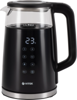 Чайник электрический Vitek VT-8827 1.7л. 2200Вт черный корпус: стекло/металл