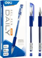 Ручка гелев. Deli Daily E6600SBlue прозрачный d=0.5мм син. черн. резин. манжета