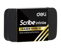 Ластик Deli EH00610 Scribe Infinite 30х11х46мм черный индивидуальная картонная упаковка