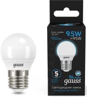 Лампа светодиодная Gauss 105102310 9.5Вт цок.:E27 шар 220B 6500K св.свеч.бел.хол. (упак.:10шт)