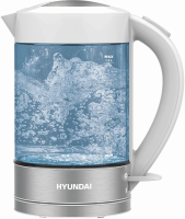 Чайник Hyundai HYK-G9990 1.5л. 2000Вт белый/серебристый (стекло)