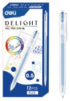 Ручка гелев. Deli Delight EG118-BL прозрачный син. черн. линия 0.5мм