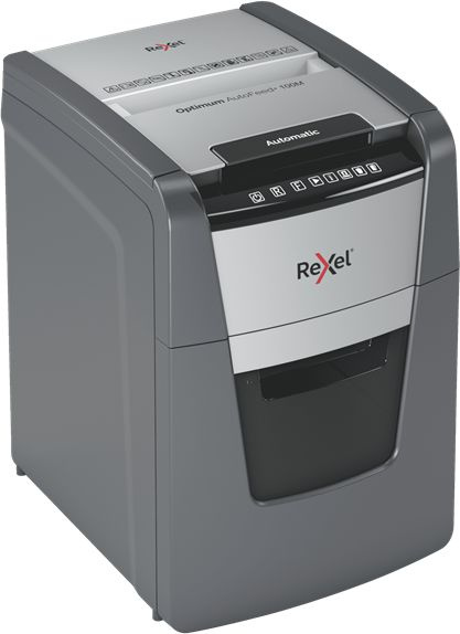Шредер Rexel Optimum AutoFeed 100M черный с автоподачей (секр.P-5) фрагменты 100лист. 34лтр. скрепки скобы пл.карты