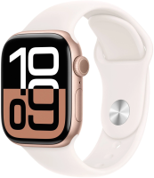 Смарт-часы Apple Watch Series 10 A2997 42мм OLED корп.розовое золото Sport Band рем.белый разм.брасл.:130-180мм (MWWH3LW/A)