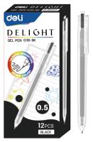 Ручка гелев. Deli Delight EG118-BK прозрачный черн. черн. линия 0.5мм