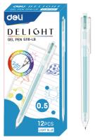 Ручка гелев. Deli Delight EG118-LB прозрачный св.син. черн. линия 0.5мм
