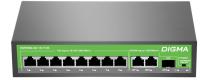 Коммутатор Digma DSP208G-2G-1S-T120 10x1Гбит/с 1SFP 8PoE 8PoE+ 120W неуправляемый