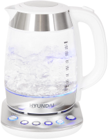 Чайник электрический Hyundai HYK-G4033 1.7л. 2200Вт белый/серебристый (корпус: стекло)