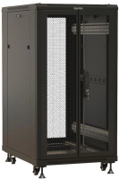 Шкаф серверный Hyperline (TTBR-2266-DD-RAL9004) напольный 22U 600x600мм пер.дв.перфор. задн.дв.перфор. 2 бок.пан. 1000кг черный 510мм 1166мм IP20 сталь