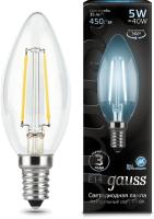 Лампа филам. Gauss Filament 5Вт цок.:E14 свеча 220B 4100K св.свеч.бел.нейт. (упак.:1шт) (103801205)