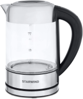 Чайник электрический Starwind SKG5213 1.7л. 2200Вт черный/серебристый (корпус: стекло)