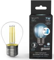 Лампа светодиодная Gauss Filament 7Вт цок.:E27 шар 220B 4100K св.свеч.бел.нейт. (упак.:1шт) (105802207-S)