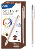 Ручка гелев. Deli Delight EG118-BR прозрачный корич. черн. линия 0.5мм
