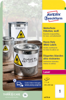 Этикетки Avery Zweckform L4775-8 A4 297x210мм 1шт на листе/196г/м2/8л./белый самоклей. для лазерной печати