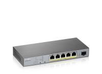 Коммутатор Zyxel NebulaFlex Pro GS1350-6HP GS1350-6HP-EU0101F 5G 1SFP 4PoE 4PoE+ 60W управляемый