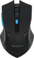 Мышь Defender Accura MM-275 черный/синий оптическая 1600dpi беспров. USB 5but (52275)