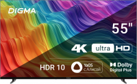 Телевизор LED Digma 55" DM-LED55UBB33 Smart Яндекс.ТВ Frameless черный/4K Ultra HD/DVB-T/60Hz/DVB-T2