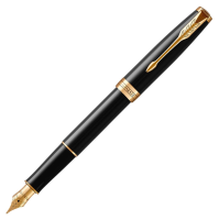 Ручка перьев. Parker Sonnet Core F539 (CW1931494) LaqBlack GT F сталь нержавеющая подар.кор.