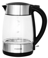 Чайник электрический Starwind SKG3026 1.7л. 2200Вт черный/серебристый (корпус: стекло)