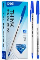 Ручка шариков. Deli Think EQ1-BL син. черн. линия 0.7мм