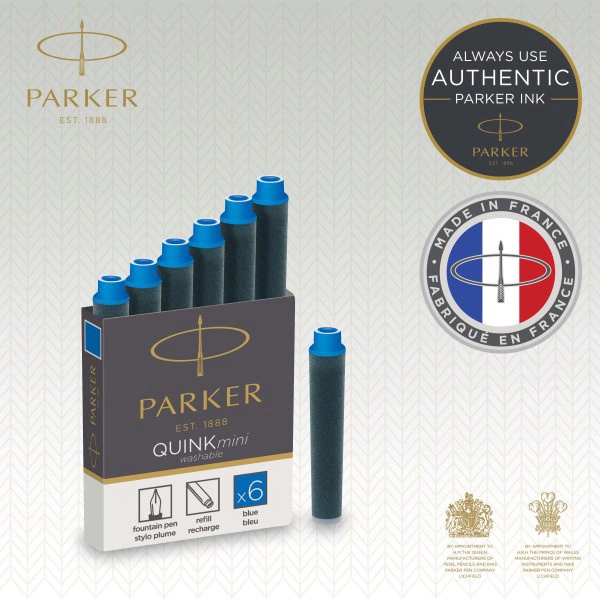 Картридж Parker Quink Z17 Mini (CW1950409) синие чернила для ручек перьевых для Parker (6шт)