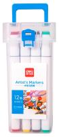 Набор маркеров для скетчинга Deli 70816-12 скошенный пиш. наконечник 12цв. пластиковая коробка