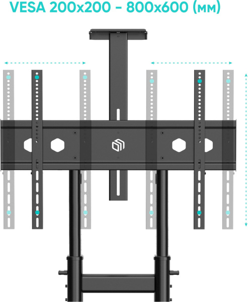 Стойка для телевизора Onkron TS1891 черный 50"-90" макс.100кг напольный мобильный