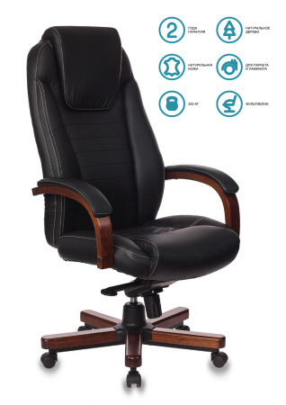 Кресло руководителя Бюрократ T-9923WALNUT черный кожа крестов. металл/дерево