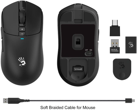Мышь A4Tech Bloody R72 Ultra черный оптическая 20000dpi беспров. USB-C 7but